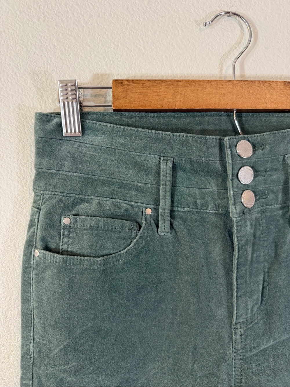 NWOT Ann Taylor High Rise Skinny Velveteen Pants Size 2 Teal Green Preppy Casual - Picture 2 of 8